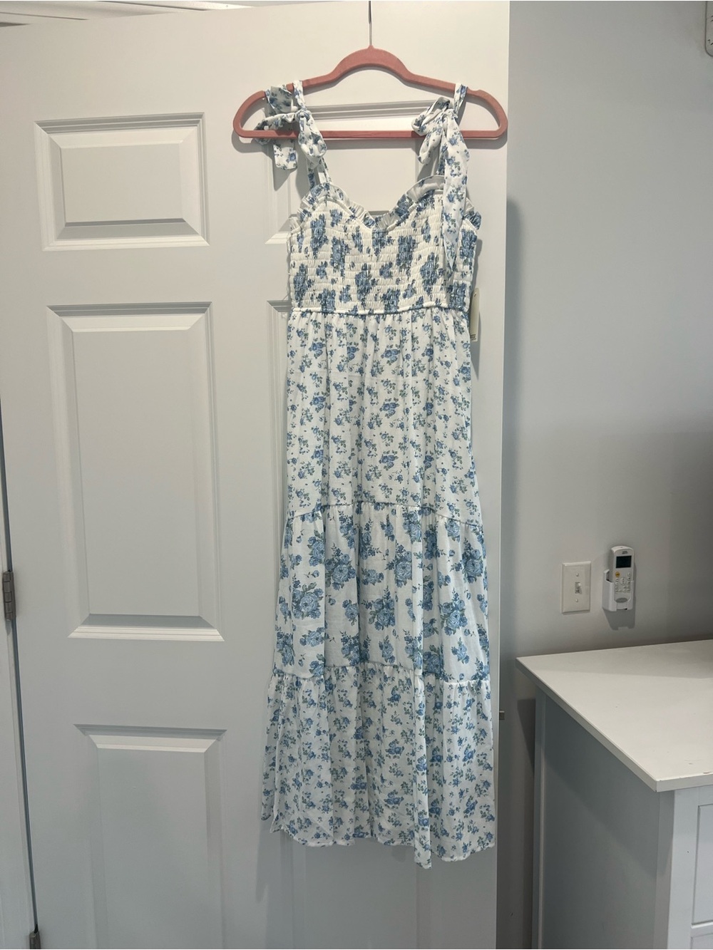 Trixxi White and Blue Floral Maxi Dress